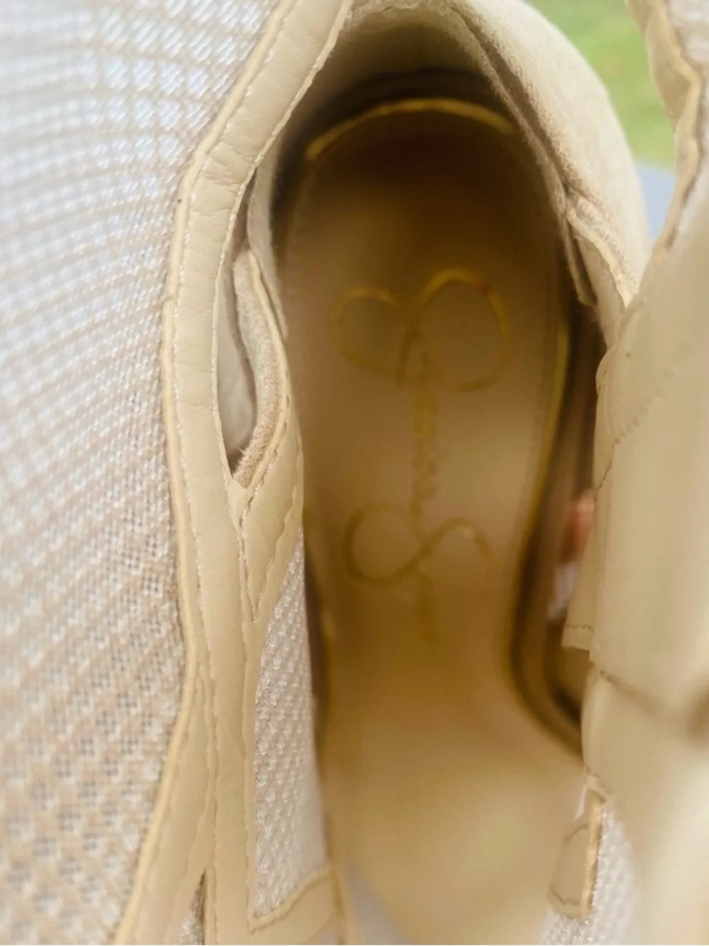 Jessica Simpson Jassie Mesh Peep Toe Booties Beige/Tan Size 8.5 NWOT